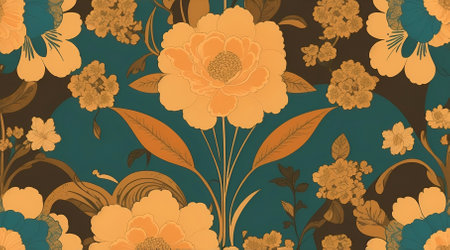 vintage floral on green backgroundの素材