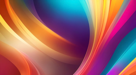 abstract colorful background with smooth lines in blue, orange, yellow and purpleの素材