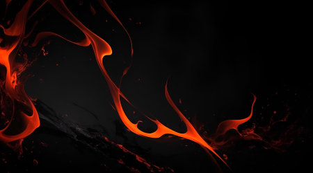 Fire flames on black background, abstract fire backgroundの素材