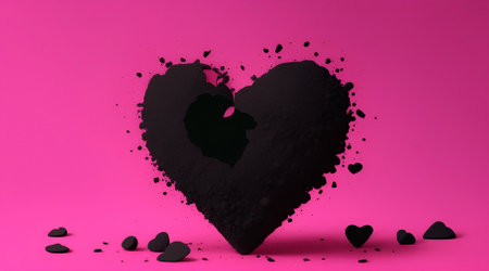 Broken heart on a pink backgroundの素材