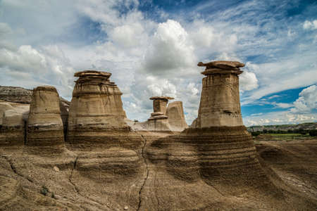 The famous hoodoos of Drumheller.の写真素材