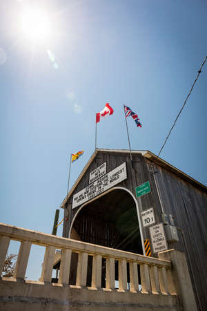 The longest covered bridge in the world, Hartland Bridge, New Brunswick, Canada.の写真素材