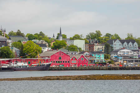 Lunenburg's icon Harbour on a cloudy day in summer.のeditorial素材