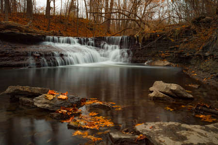 Wahoosh Falls of Mississauga Ontario, in late fall. Canada.の写真素材