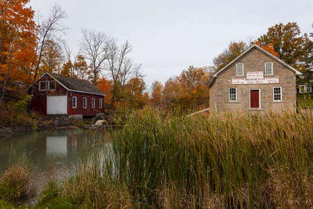 St.Catherines, Ontario, Canada â€“ October 26, 2019: Autumn at historical Morningstar Mill with...