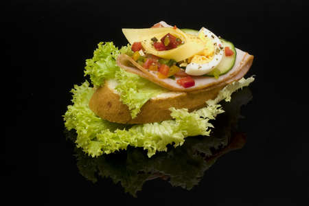 sandwich with ham, egg and cheeseの写真素材