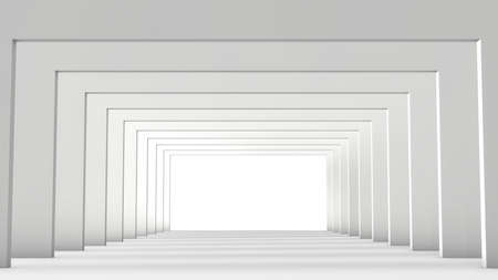 3DRendering,Abstract  perspective white hall with shadow, blank space for copy.
