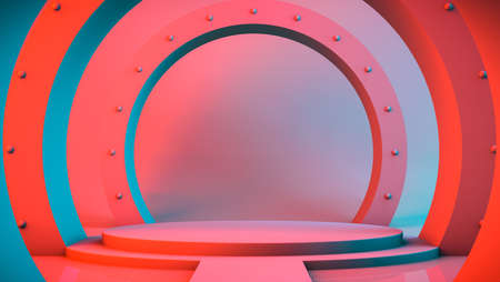 3D Rendering,Abstract of white empty stage, Sci Fi concept style, blank space for copy and shiny...