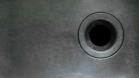 Close up of dirty drain sink,  stainless steel material with scratch.の写真素材