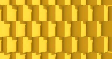 3D rendering, Abstract yellow cube wall with lighting and shadow, architecture modern shape design...