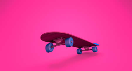 3D Rendering, Close up jumping skateboard with perspective view shot, Extreme sport equipment mock...