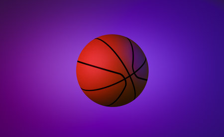 3D rendering, Basketball mock up with neon lighting, purple color background.の写真素材