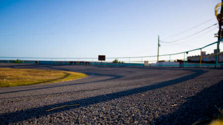 Concrete skating rink with a sharp curveの写真素材