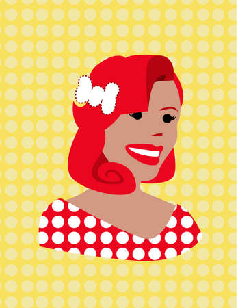 Woman with red hair vintage vector styleのイラスト素材