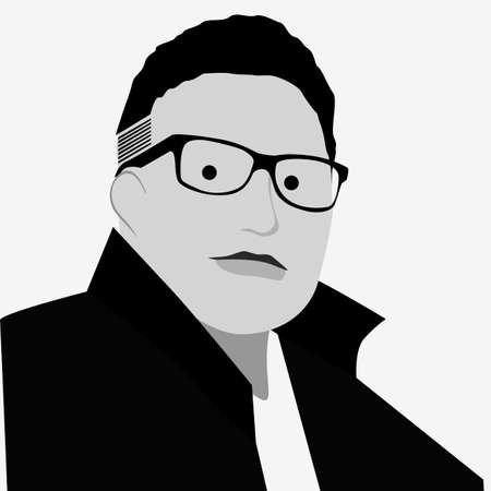 Men with glasses black and whiteのイラスト素材