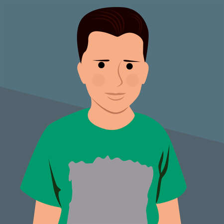 Boy with green tshirtのイラスト素材