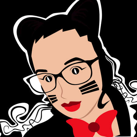 Cute girl catwoman style vector illustrationのイラスト素材