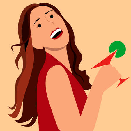 Diva girl with drink on the handのイラスト素材