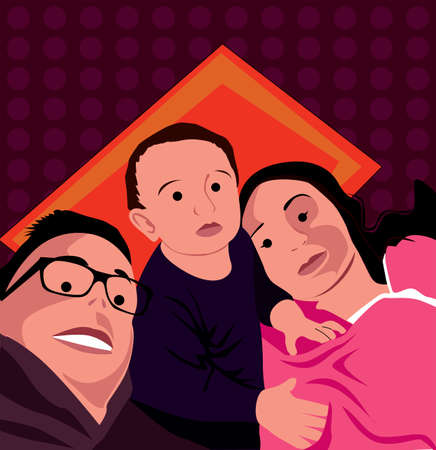 Happy family selfie styleのイラスト素材