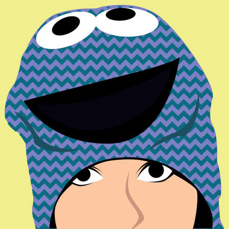 Blue funny hat girlのイラスト素材