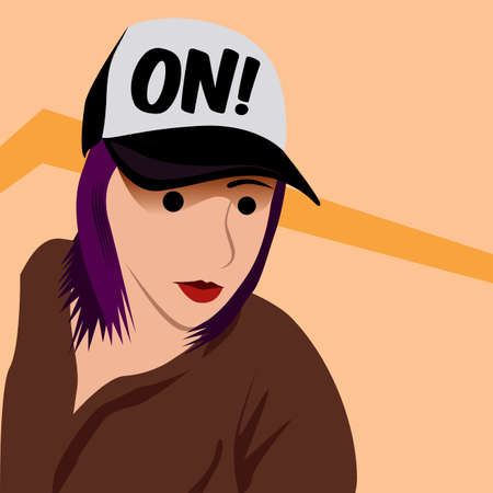 Cool girl with ON hatのイラスト素材