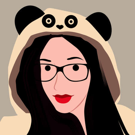 Hipster giel with sweaterのイラスト素材