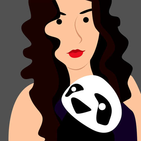 Girl with panda mascotのイラスト素材