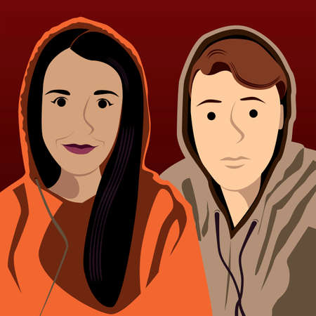 Couple of young guysのイラスト素材