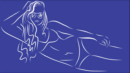 Outline blue girlのイラスト素材