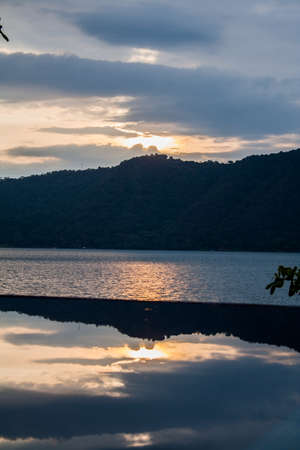 Blue sky on lakeの写真素材