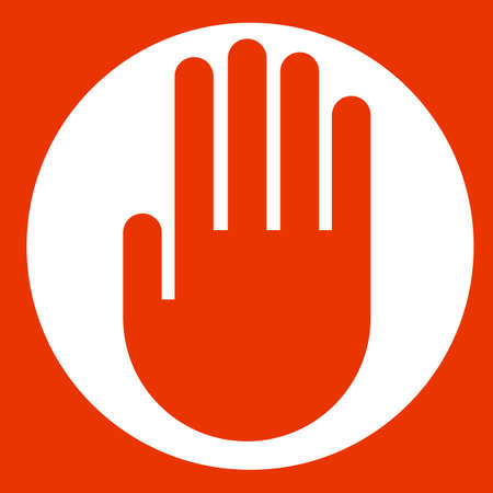 Red hand on circleの写真素材