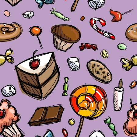 Seamless background with sweetsのイラスト素材