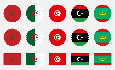 Morocco Libya Mauritania Flags of the Moroccan Unionのイラスト素材