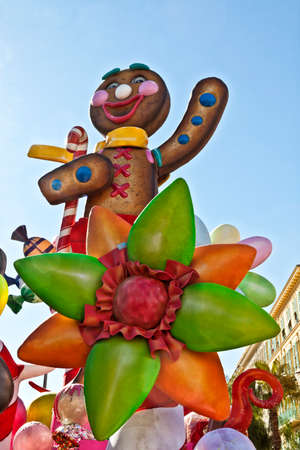 NICE - FRANCE - March 03, 2014: King of carnival 2014. The theme of Nice carnival is the gastronomyのeditorial素材