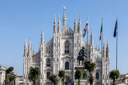 MILAN, ITALY - February 20, 2017: Marco Bay project for installation of "Milan Garden of the twentieth and twenty-first century" in Piazza Duomo in front of the Gothic Cathedral. Many controversies  including also political representativesのeditorial素材