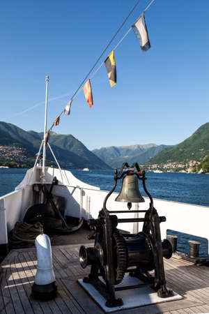 Boat sailing on  Como Lake. Italyの写真素材
