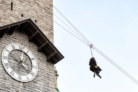 COMO, ITALY - January 6, 2017: during Epiphany an old woman flies bringing sweets to good children and coal to bad ones. Como Lake
のeditorial素材