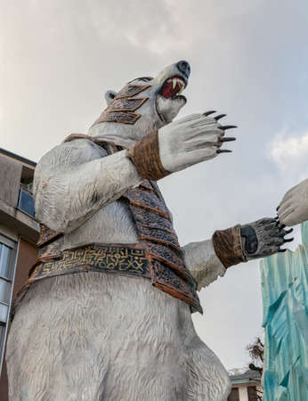 CANTU - ITALY - February 11, 2018: Allegorical float  called a ??Tears of ice?. The glaciers are melting and the planet is rebelling. Pierrot in tears depicts human consciousness. Carnival of COMO LAKEのeditorial素材