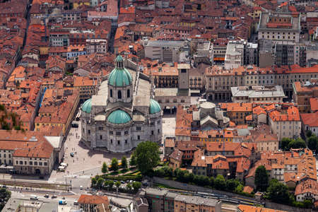 Aerial view of the city of Como and its Cathedral. Como Lake. Italyの写真素材