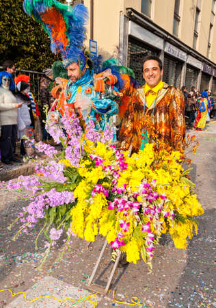 CANTU - ITALY - February 11, 2018: Traditional carnival. Flowers. Carnival of COMO LAKEのeditorial素材