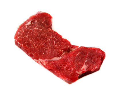 raw steak isolated on a white backgroundの写真素材