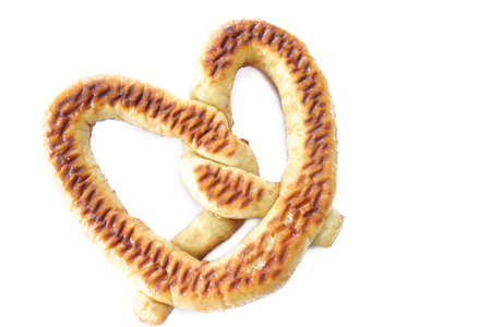 Pretzel isolated on a white background with room for text.の写真素材