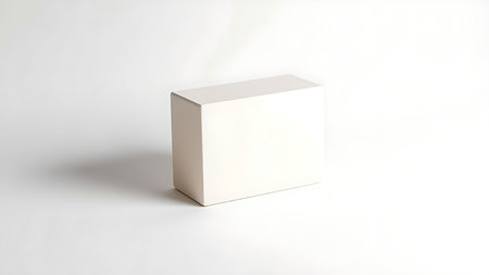 Minimalist white rectangular object on pure white surface, showingcasing clean modern design.の素材