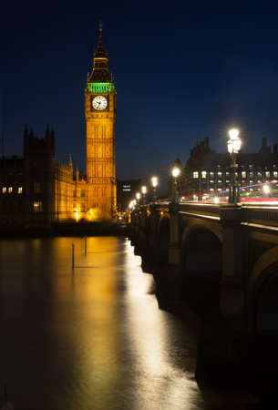 Reflection of the Elizabeth Tower  Big Ben  of the Palace of Westminster in the River Thamesの写真素材