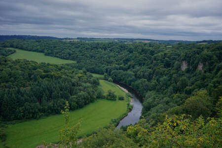A high angle view of the River Wye from Symonds Yat Rockの写真素材
