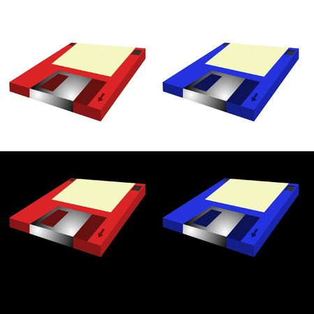 Blue and red (Load/Save) floppy disks の写真素材