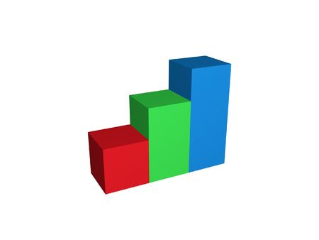 Rising bars in red, green and blueの写真素材