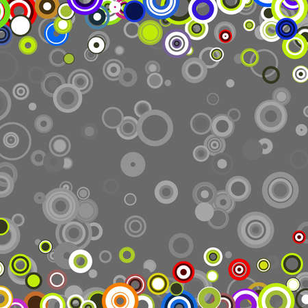 Illustrated retro abstract background made from circles の写真素材