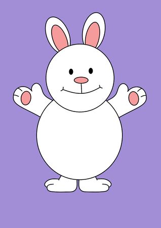 Illustration of a white bunny rabbit on a colored backgroundの写真素材