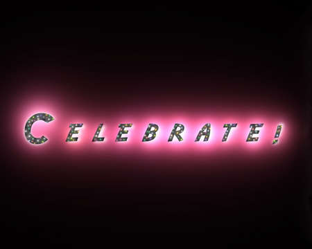 Celebrate text with glow and sparklesの写真素材